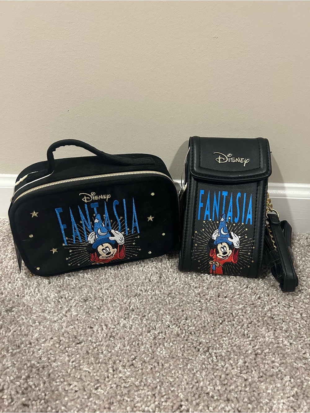 Primark Disney Black Fantasia Mickey Cosmetic Pouch & Crossbody Set - NWT